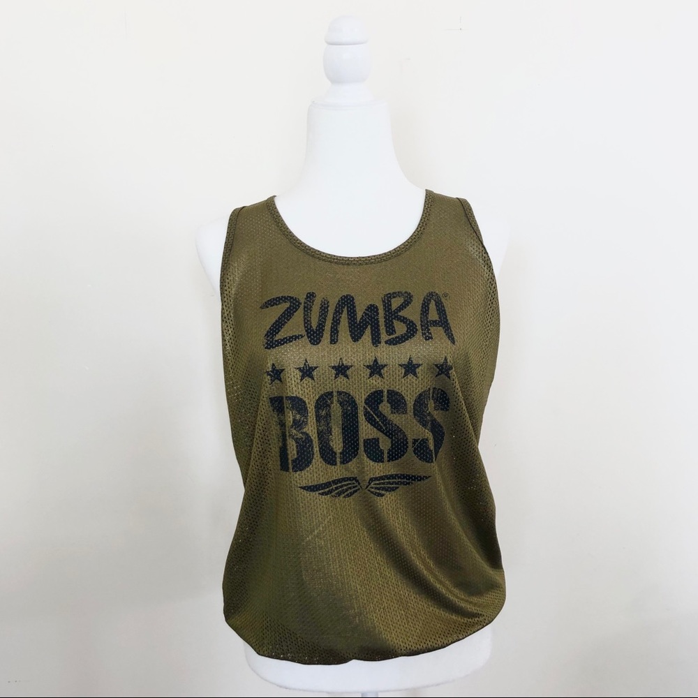 Zumba Boss Top Gold and Green size M